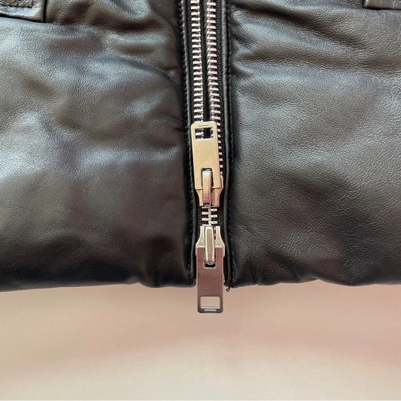 Walter Baker Robert Lamb Leather Longline Hooded Jacket In Black, Size Large - Picture 11 of 16